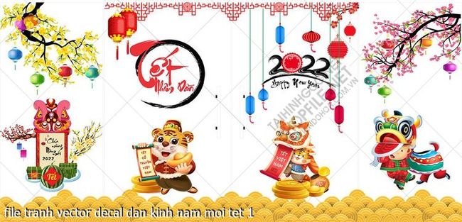 file tranh vector decal dan kinh nam moi tet 1